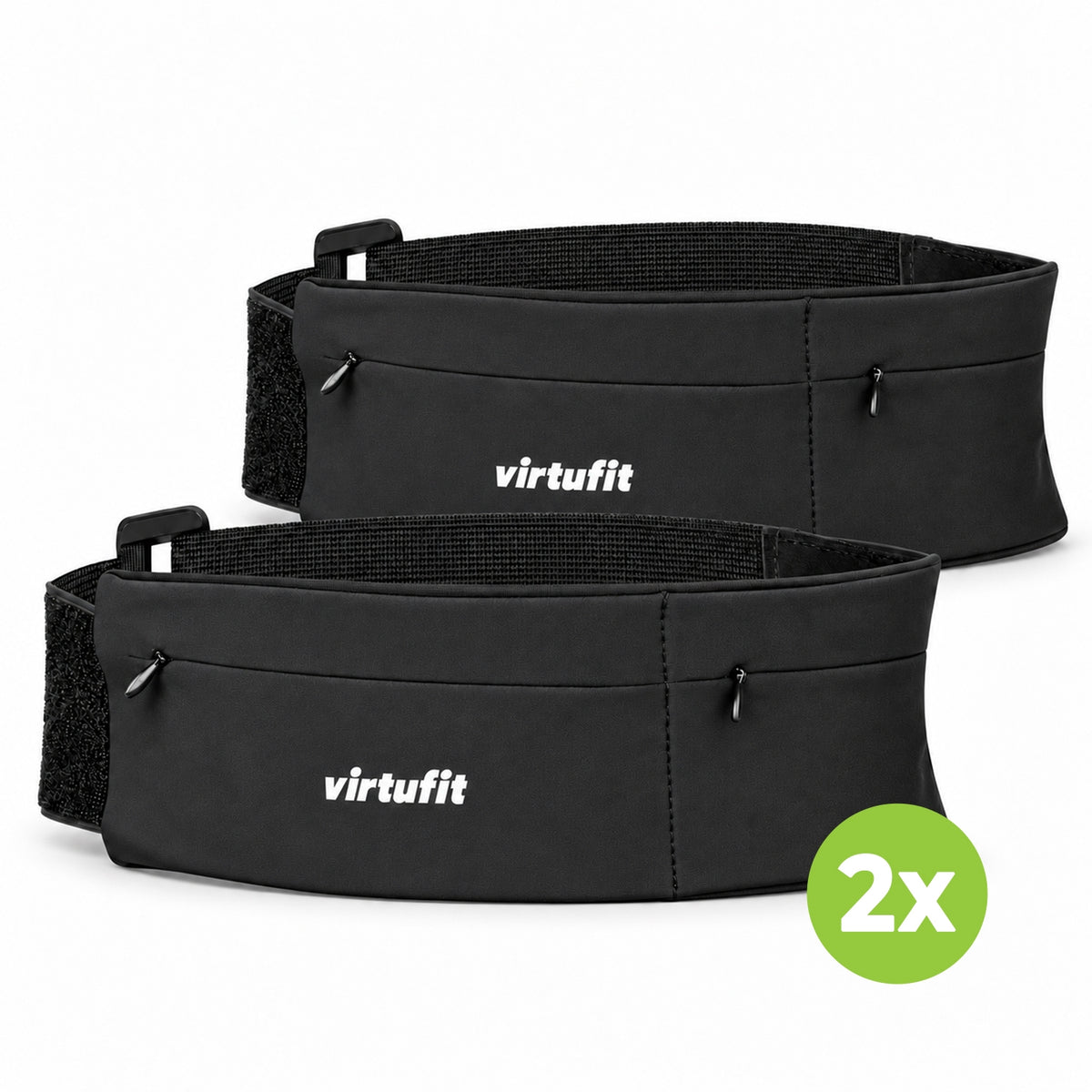 VirtuFit Ceinture de Running Pro - 2 Compartiments de Rangement - Lot de 2