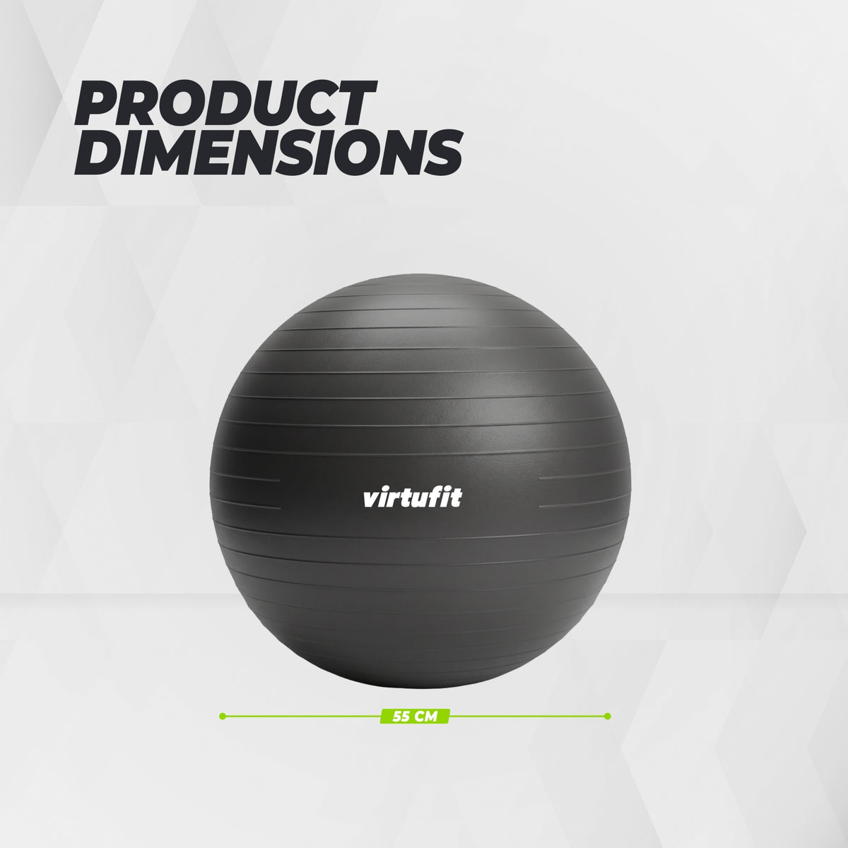 VirtuFit Anti-Burst Fitness Ball Pro - Avec Pompe - Noir - 55 cm