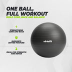 VirtuFit Anti-Burst Fitness Ball Pro - Avec Pompe - Noir - 55 cm