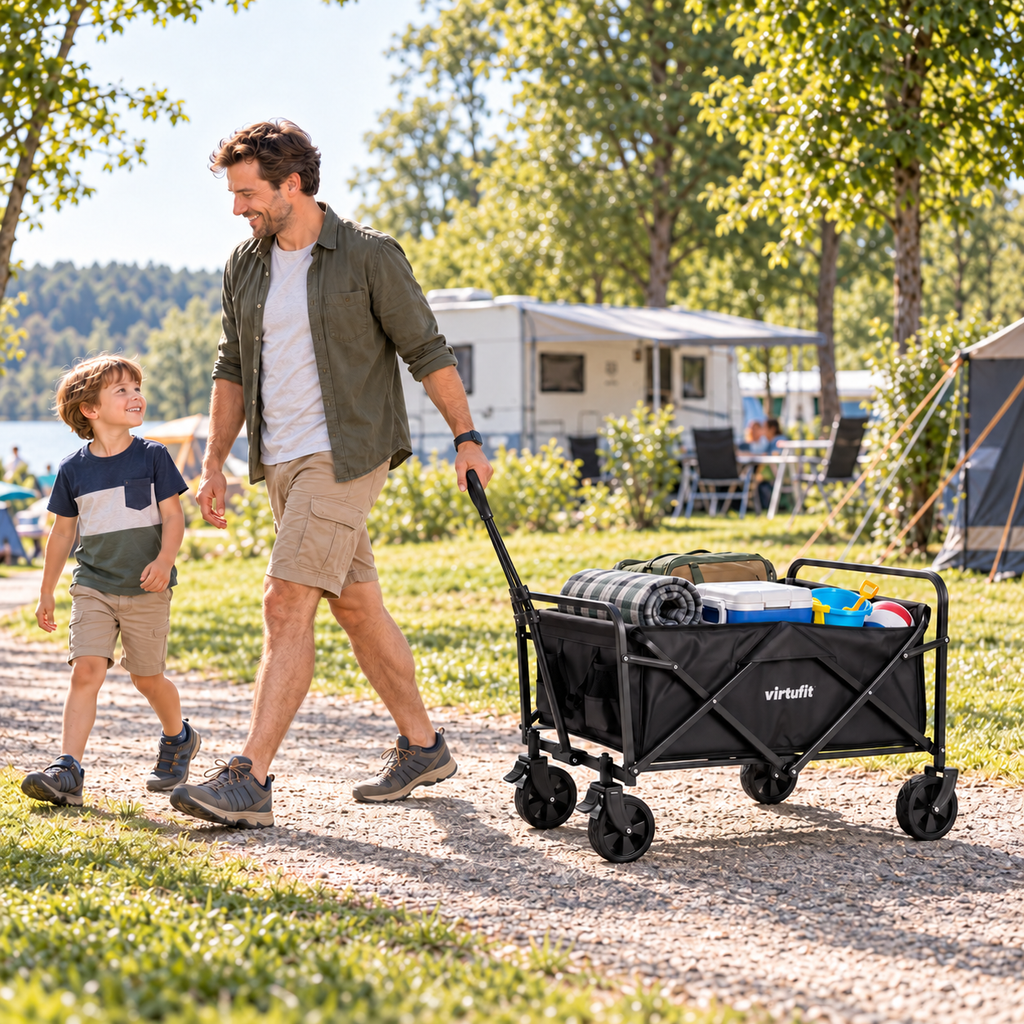 VirtuFit FW65 Chariot pliable - Capacité de charge de 100 kg - Incl. housse de protection - Noir