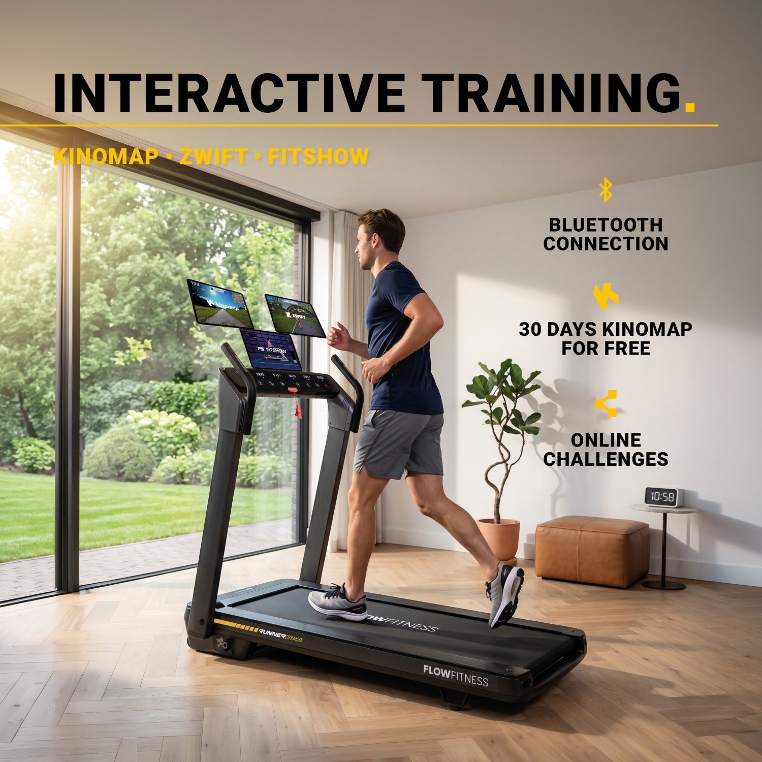 Flow Fitness Runner DTM400i Loopband - 99% Voorgemonteerd - Zwart - Showroommodel