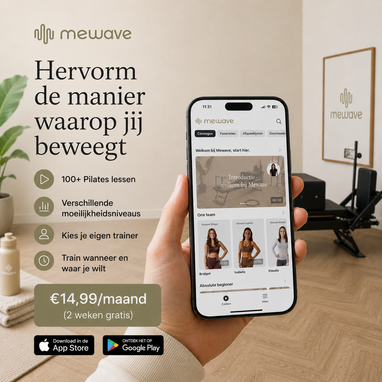 Mewave Pilates Reformer Pro Premium - Noir