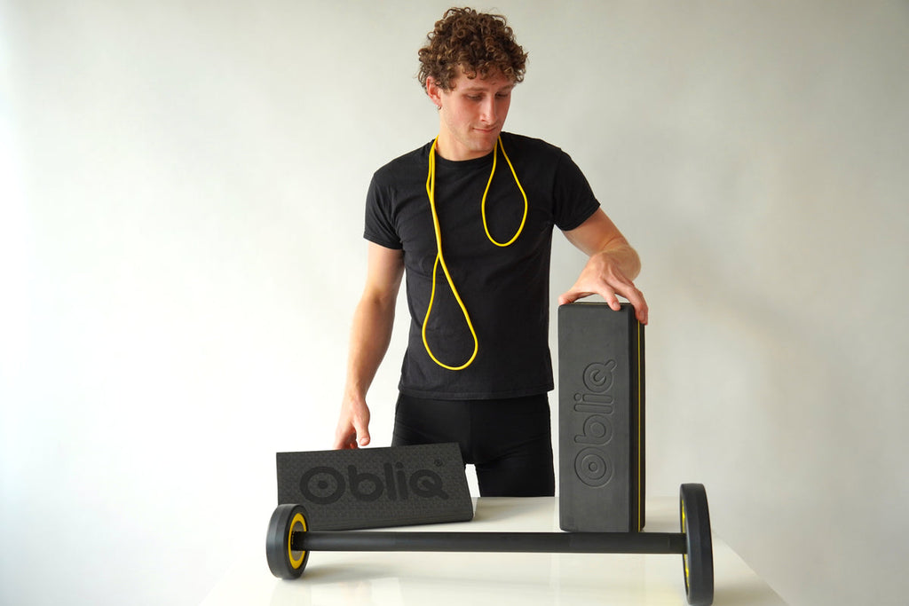 ObliQ Fitness Pack Débutant - Entraîneur Abdominal avec Roues et Bloc de Départ