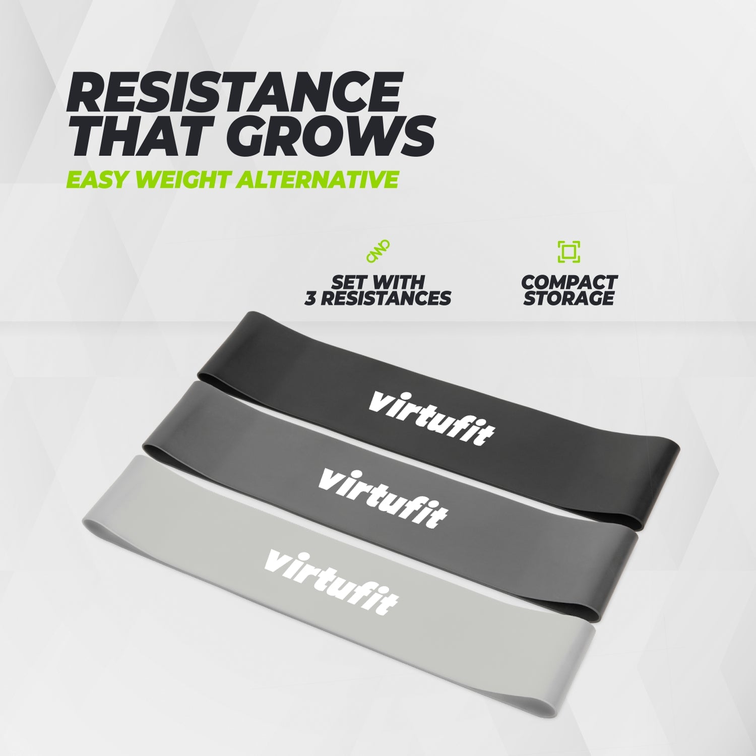 VirtuFit Mini Bands Set - Weerstandsbanden - Fitness Elastieken - 3 stuks - In gebruik