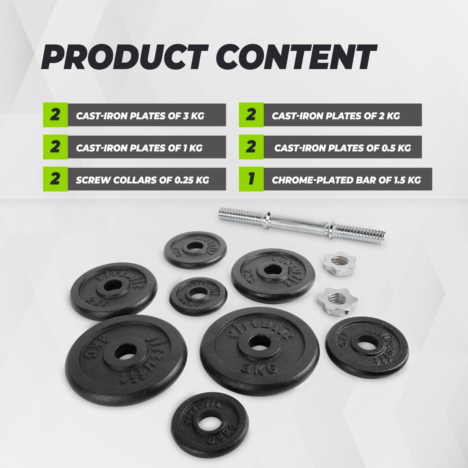 VirtuFit Verstelbare Dumbbellset Pro - Halterset - Gietijzer - 1 x 15 kg - In gebruik