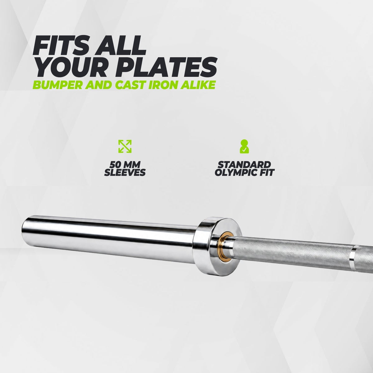 VirtuFit Barre Olympique 220 cm - Chrome - 20 kg