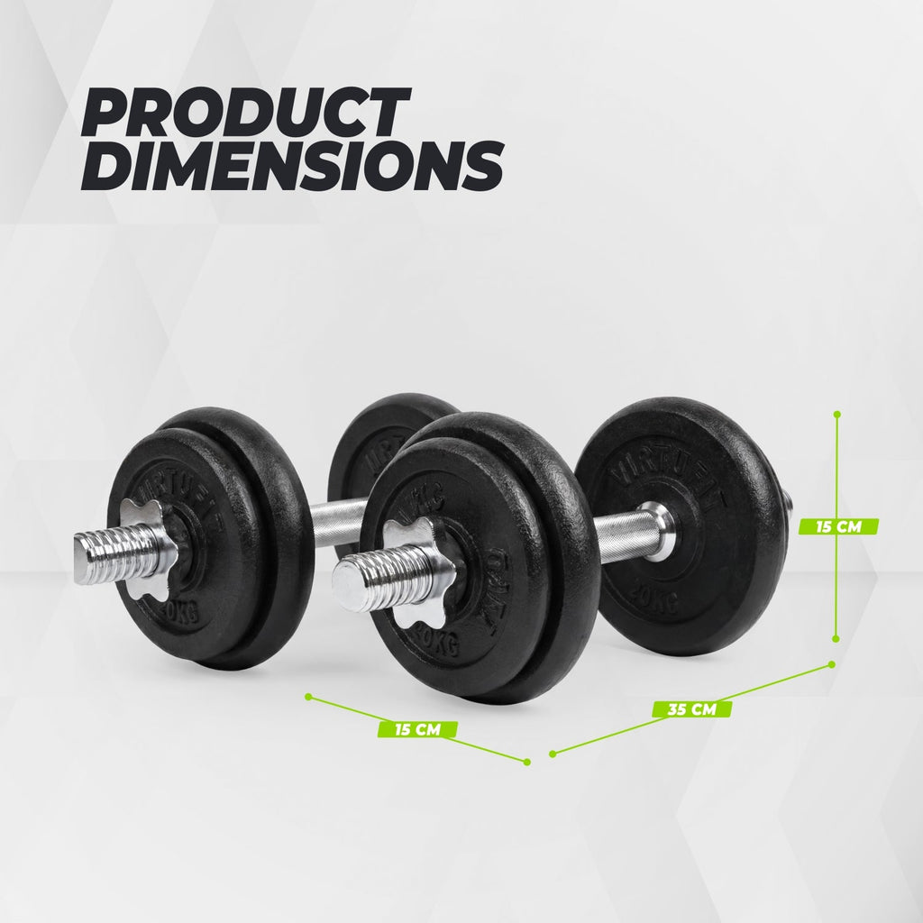 VirtuFit Verstelbare Dumbbellset Pro 20 kg - 2 x 10 kg - Inclusief koffer