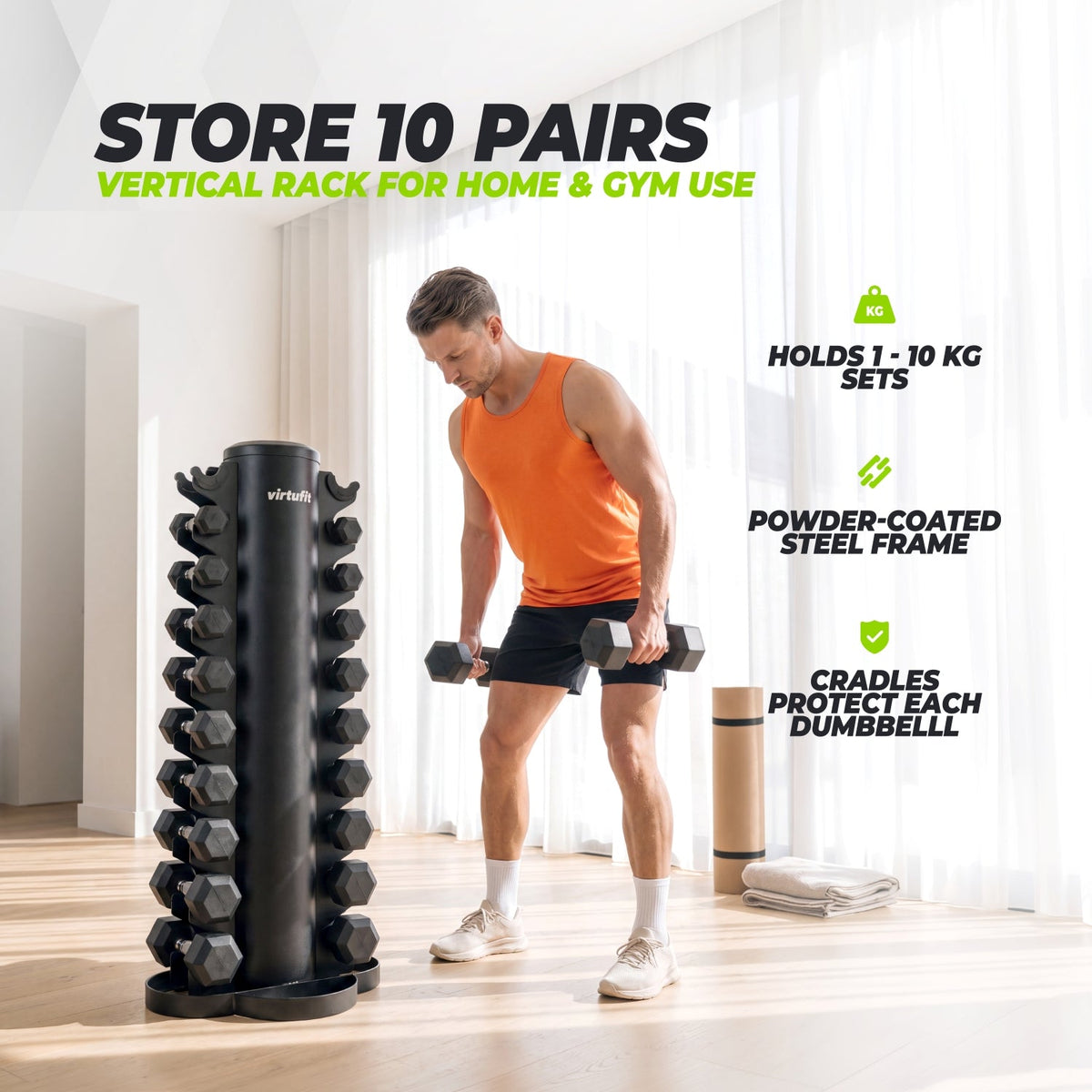 Support de haltères VirtuFit - Tour de haltères - Rack à haltères - Tweedekans