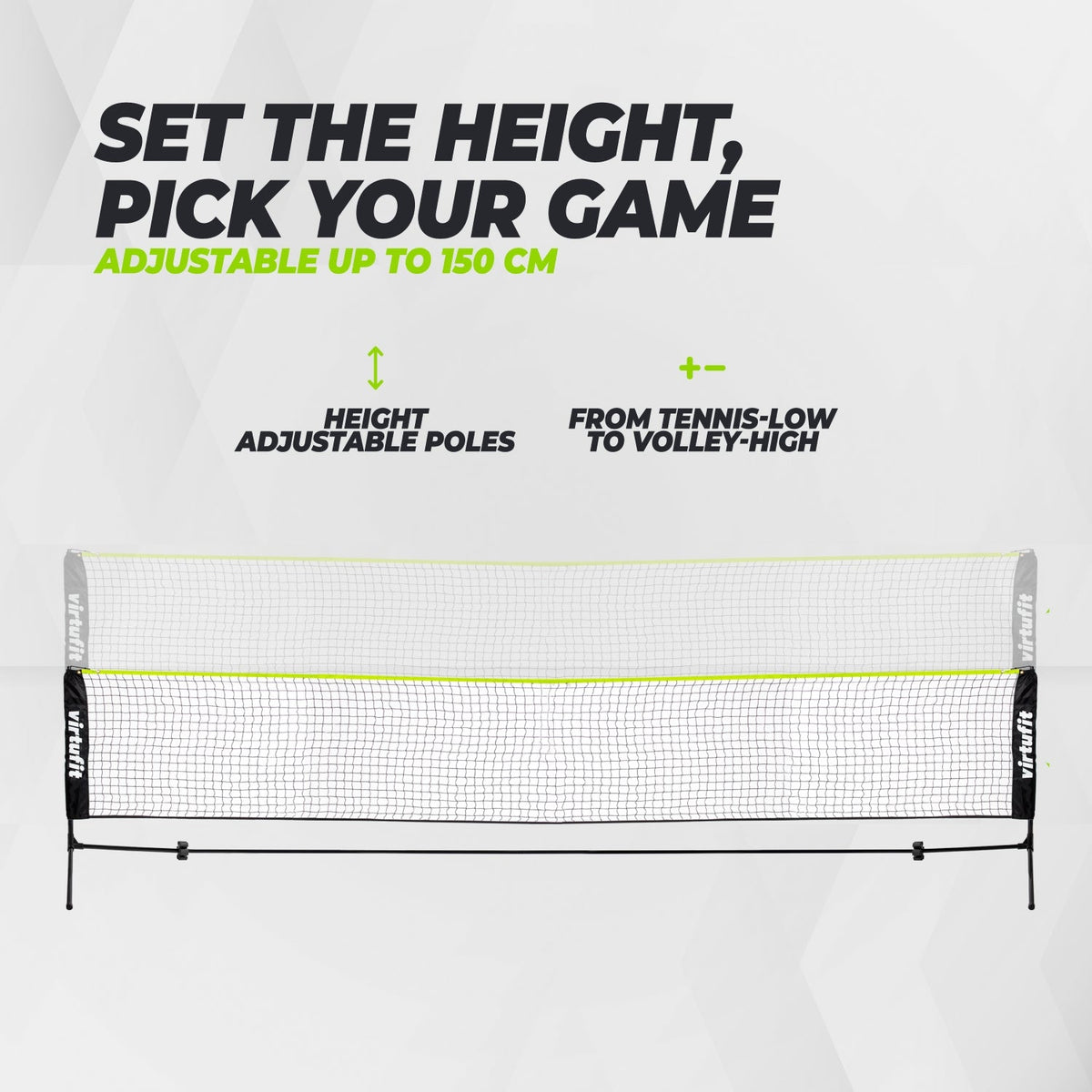 Filet de badminton et de tennis VirtuFit - 510 cm - Comprend un étui de transport.