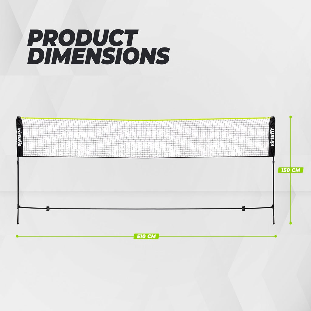 Filet de badminton et de tennis VirtuFit - 510 cm - Comprend un étui de transport.