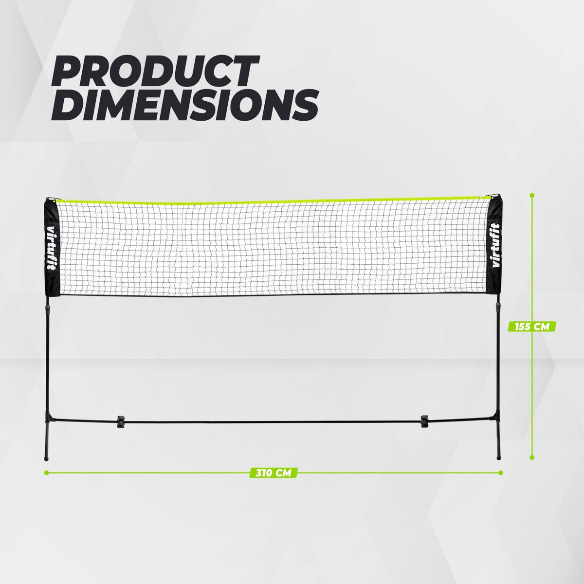 VirtuFit Badminton- en Tennisnet - 310 cm - Inclusief draagtas
