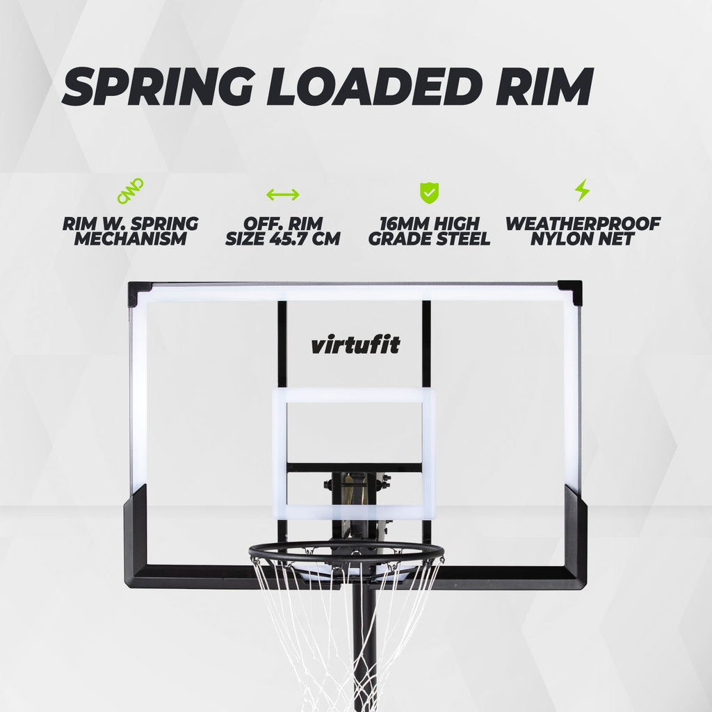 VirtuFit Premium Verstelbare Basketbalpaal - 245 tot 305 cm - In gebruik