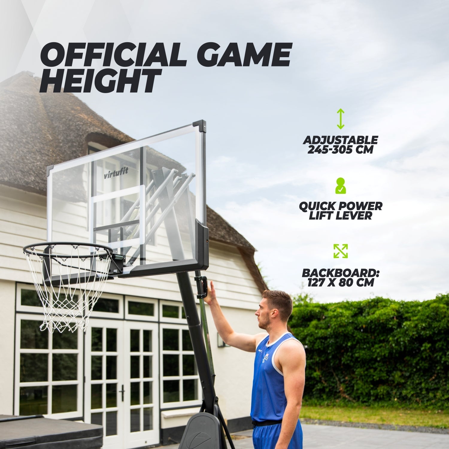 VirtuFit Premium Verstelbare Basketbalpaal - 245 tot 305 cm - Detail