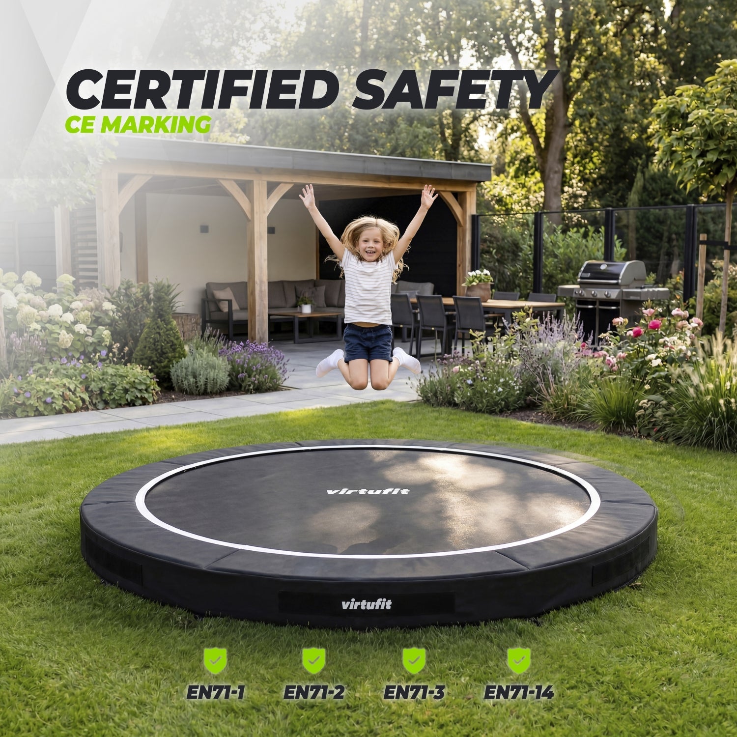 Trampoline Inground VirtuFit 251 cm - Sans Filet de Sécurité