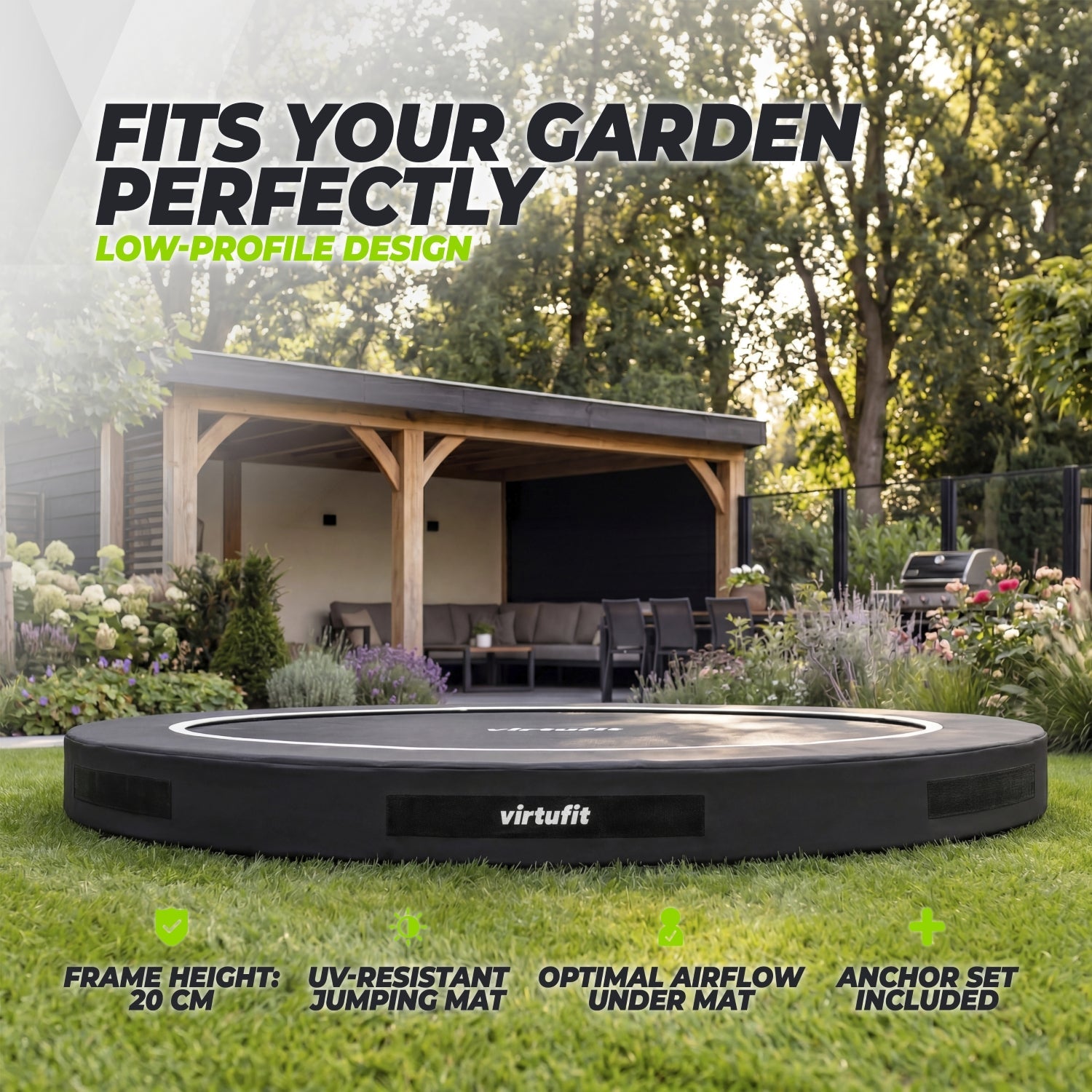Trampoline Inground VirtuFit 251 cm - Sans Filet de Sécurité