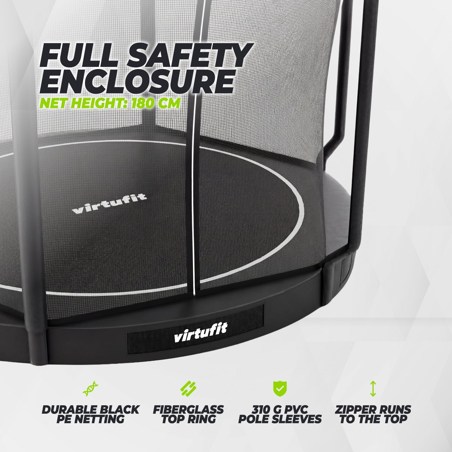 Trampoline enterré VirtuFit 305 cm - Inclusif filet de sécurité