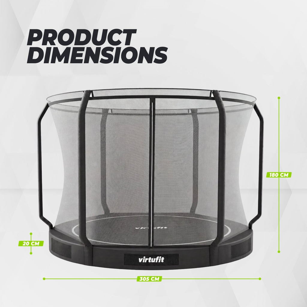 Trampoline enterré VirtuFit 305 cm - Inclusif filet de sécurité