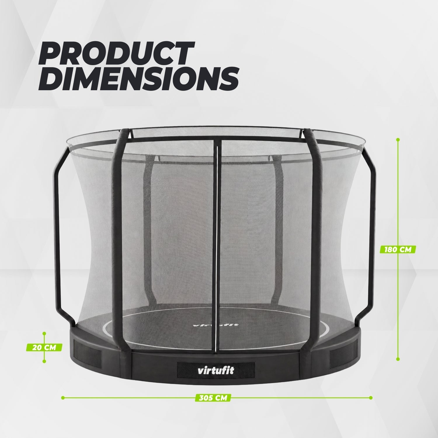 Trampoline enterré VirtuFit 305 cm - Inclusif filet de sécurité
