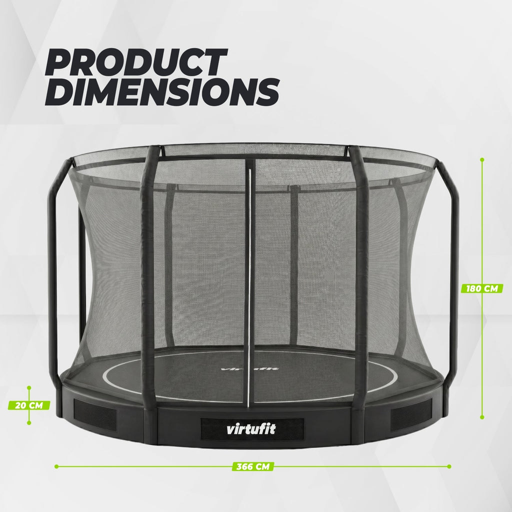 Trampoline encastré VirtuFit 366 cm Inclus avec filet de sécurité