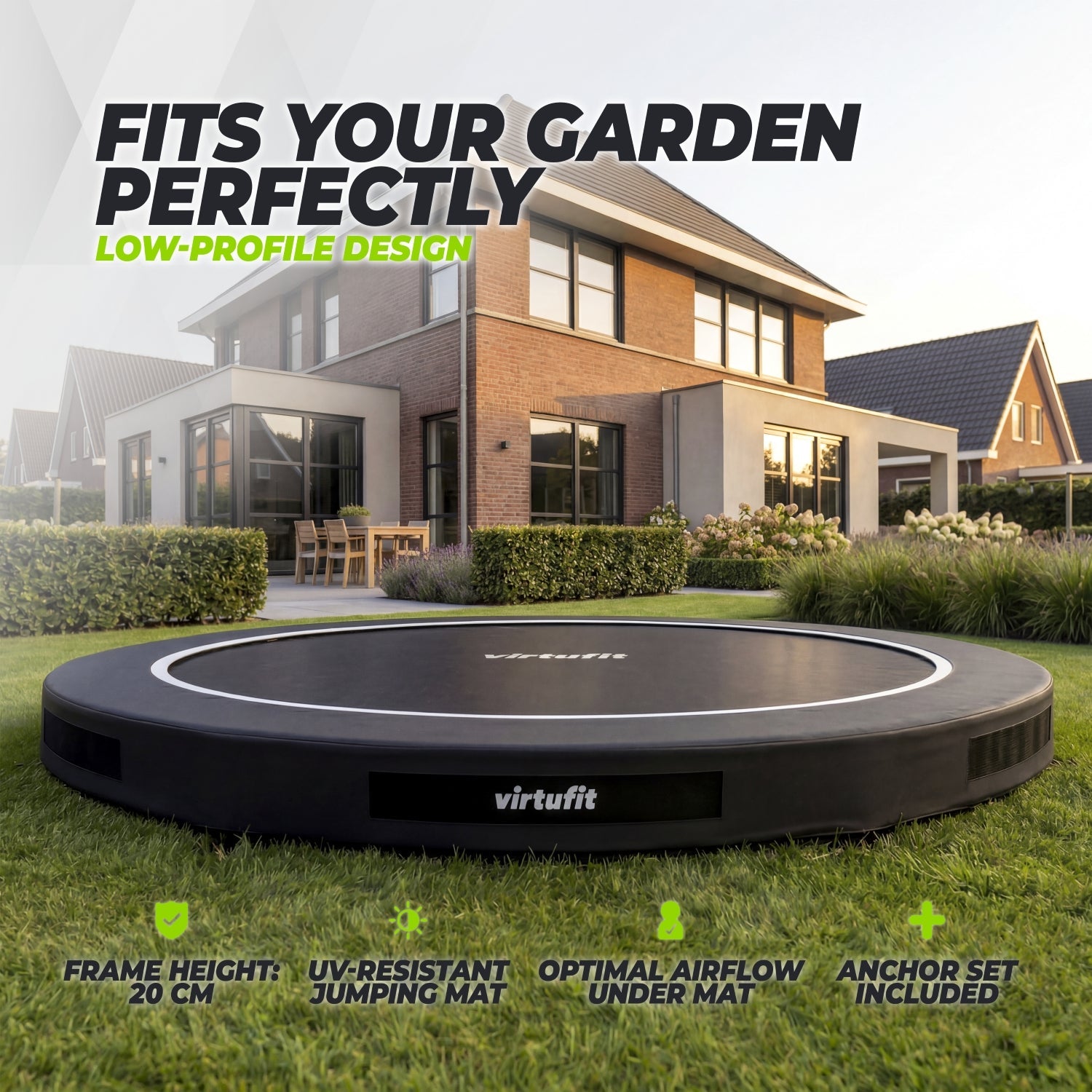 Trampoline Inground VirtuFit 366 cm - Sans Filet de Sécurité