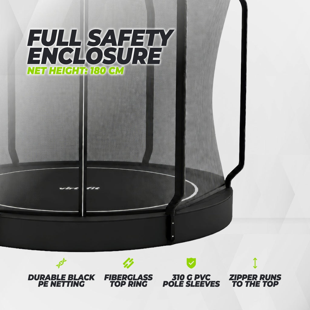 Trampoline VirtuFit Groundlevel 251 cm Inclus avec filets de sécurité