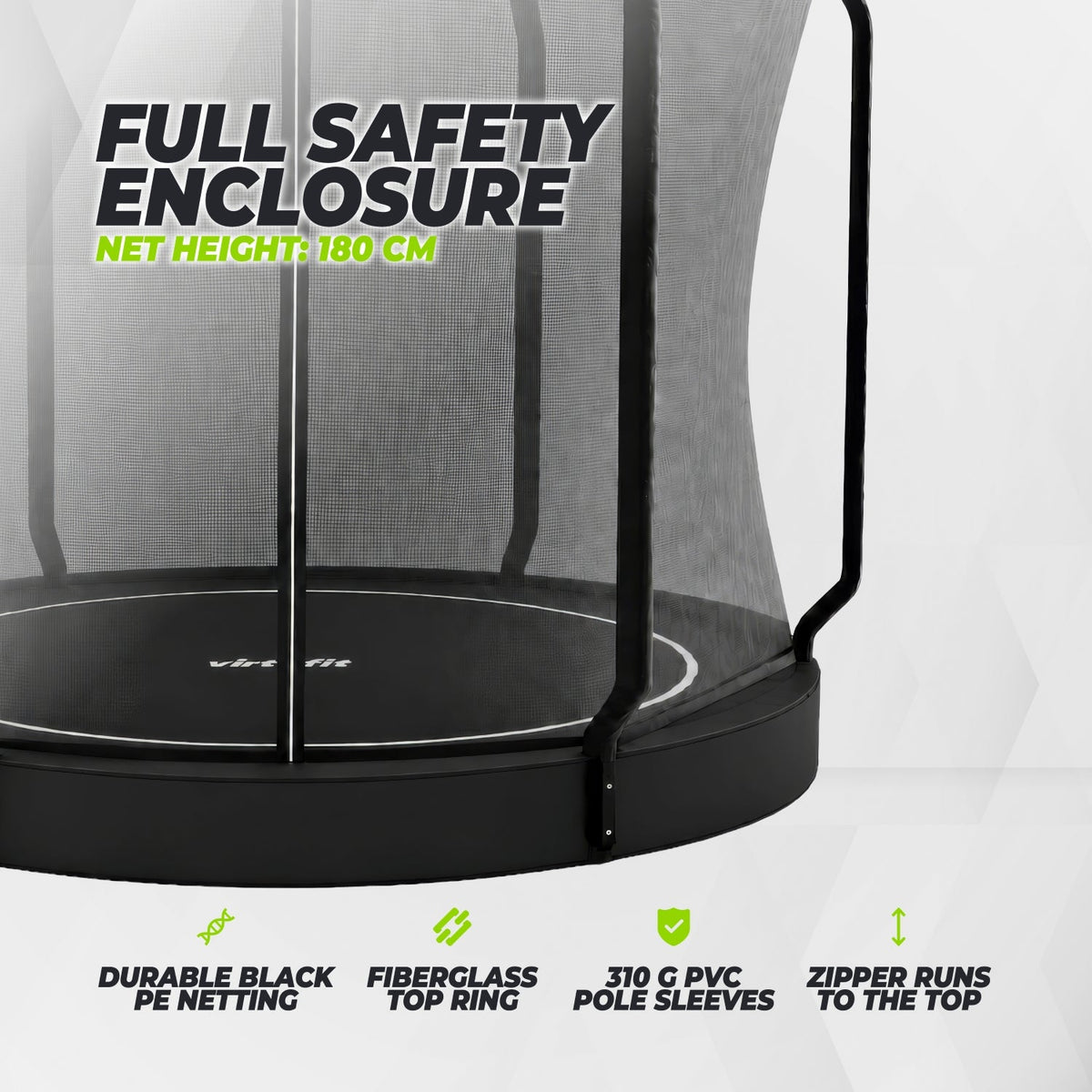 Trampoline VirtuFit Groundlevel 251 cm Inclus avec filets de sécurité