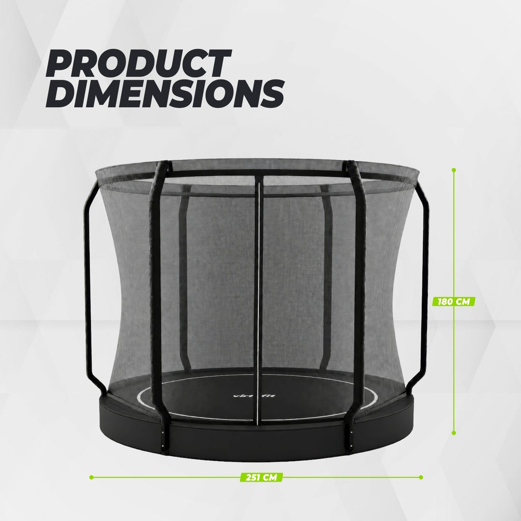 Trampoline VirtuFit Groundlevel 251 cm Inclus avec filets de sécurité