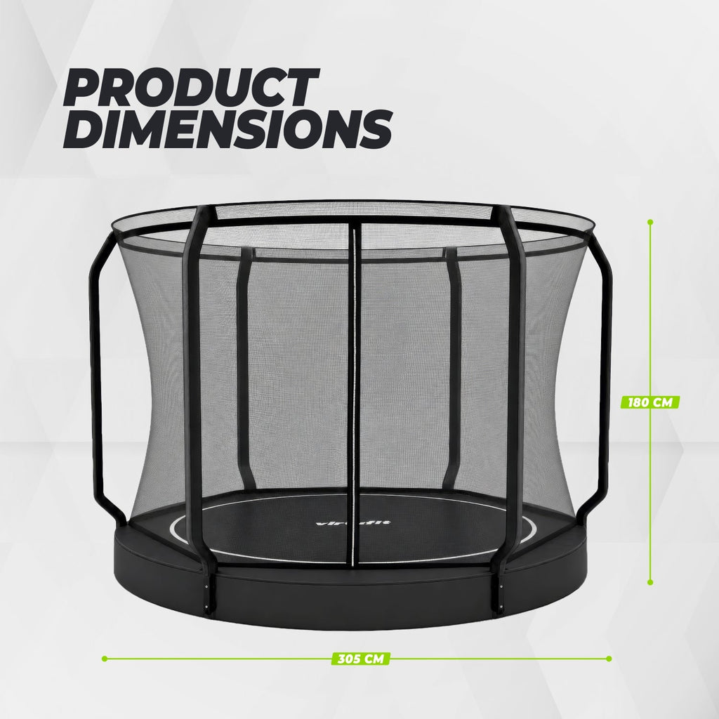 Trampoline VirtuFit Groundlevel 305 cm Inclusif Filet de sécurité