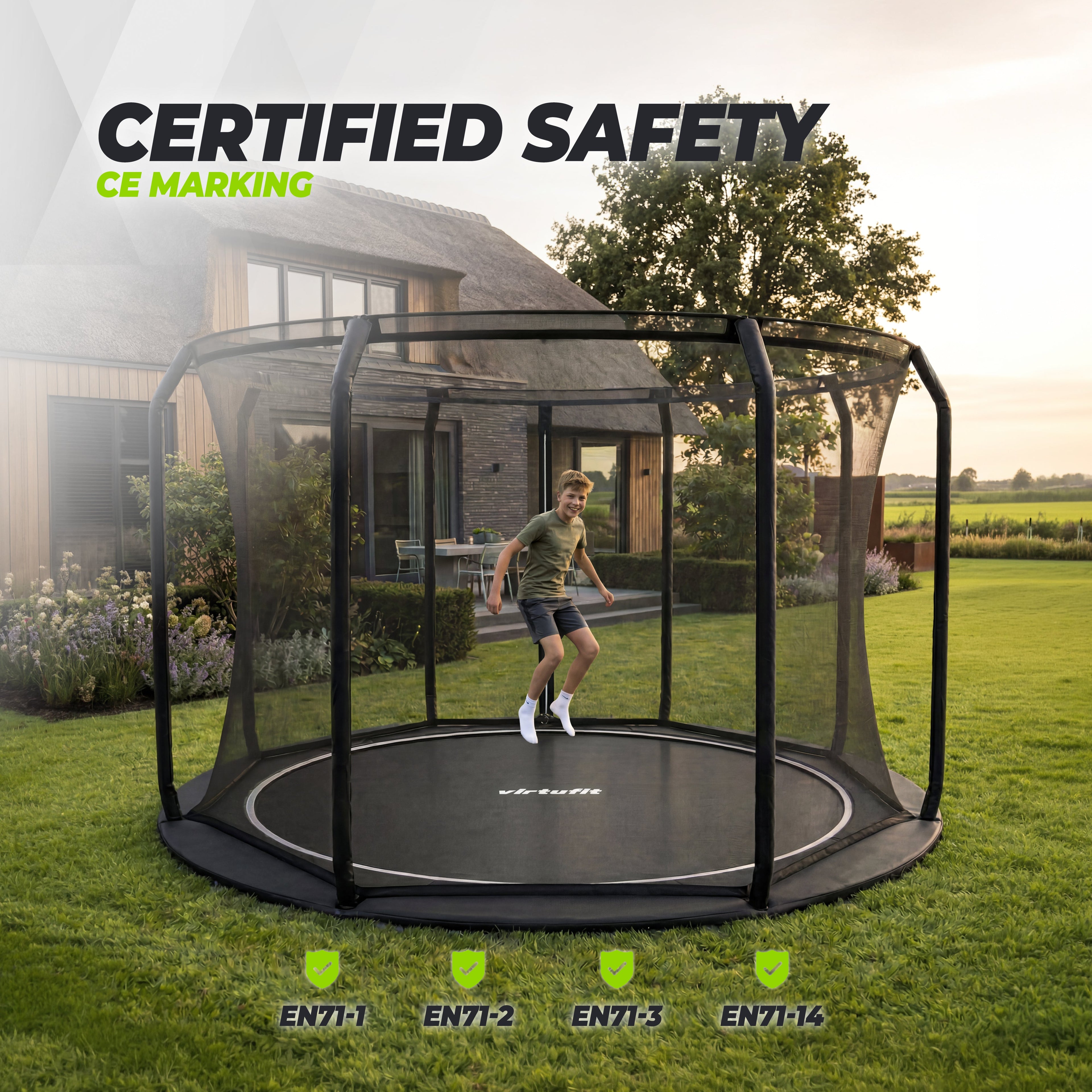 VirtuFit Flatground Trampoline 366 cm - inclusief veiligheidsnet