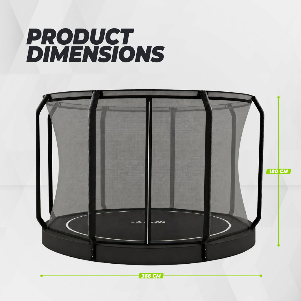 VirtuFit Flatground Trampoline 366 cm - inclusief veiligheidsnet