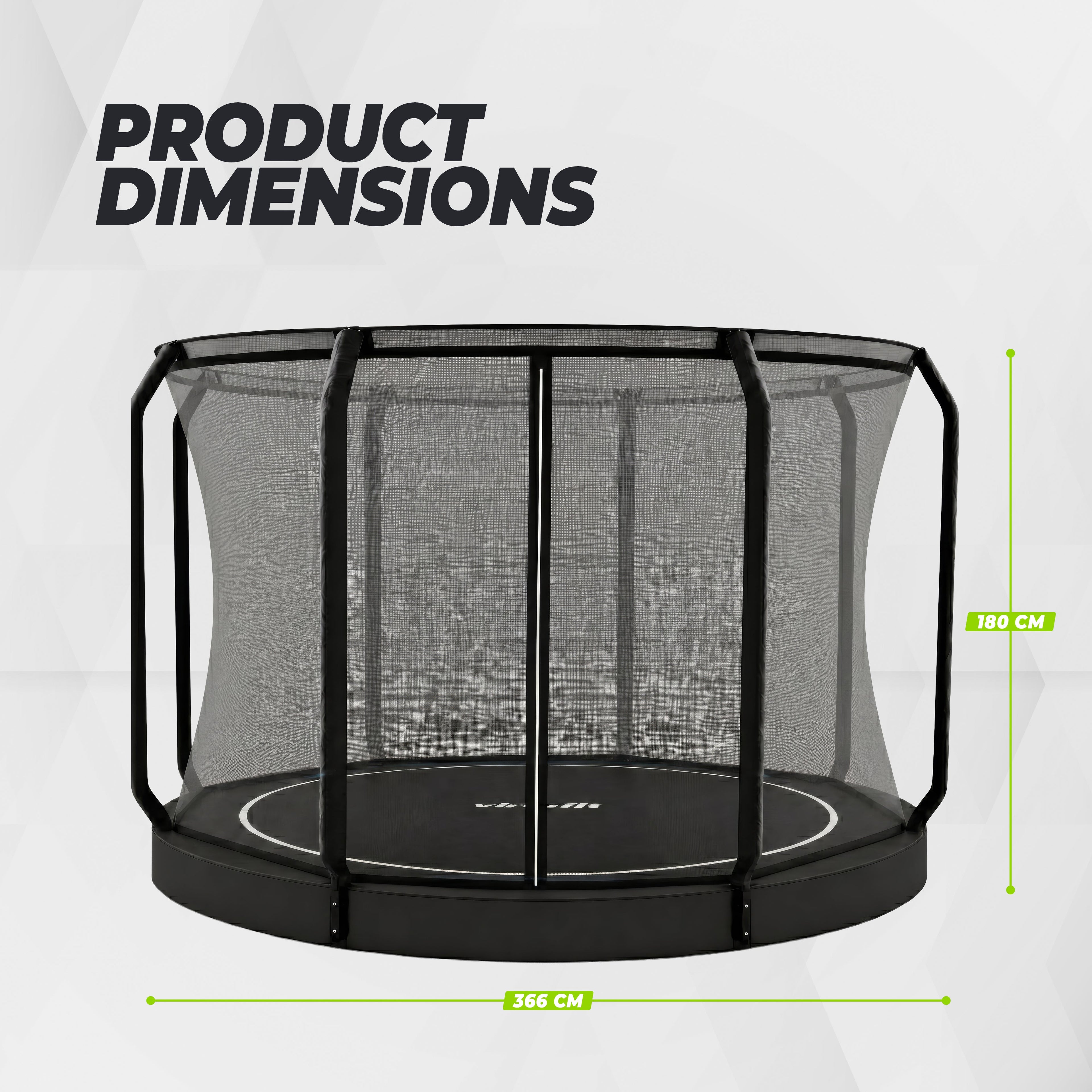 VirtuFit Flatground Trampoline 366 cm - inclusief veiligheidsnet