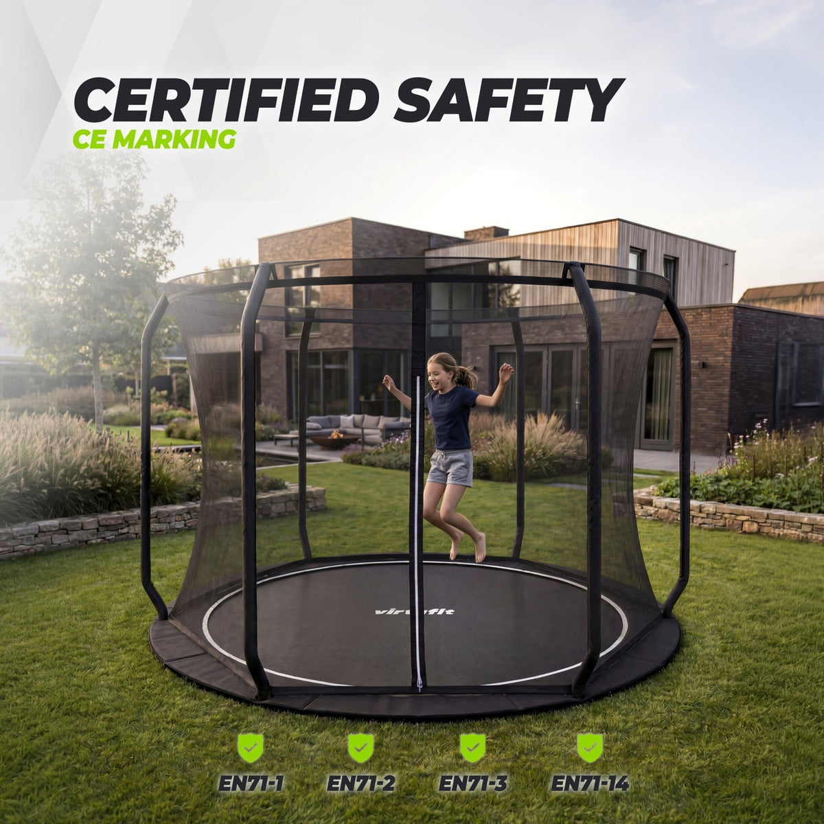 VirtuFit Filet de sécurité enterré/niveau du sol Trampoline 305 cm