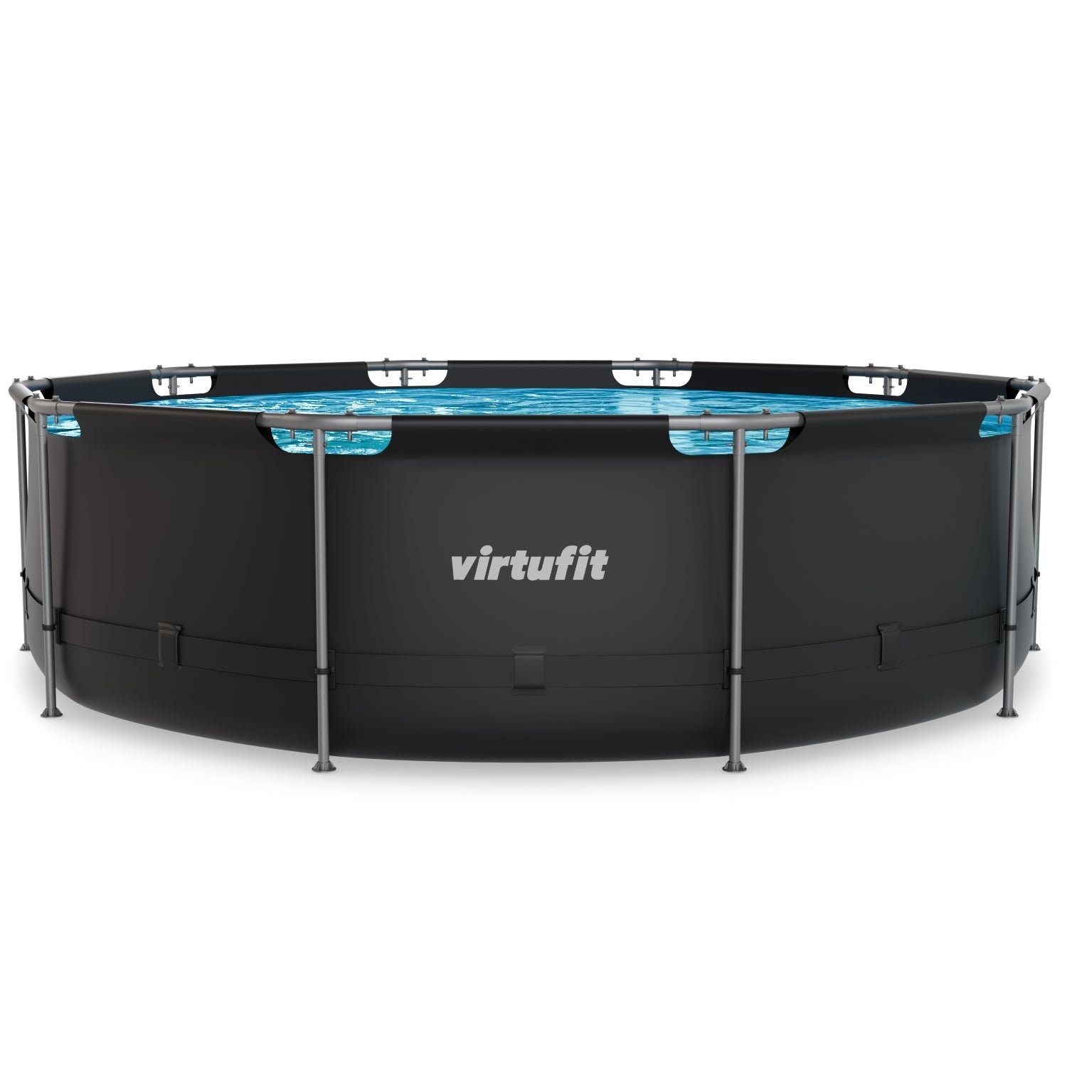 VirtuFit Rond Zwembad - Ø366 x 100 cm - Antraciet - Inclusief Filterpomp - Tweedekans - Afbeelding 14