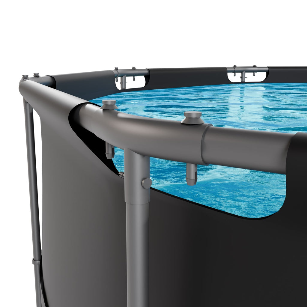 VirtuFit Rond Zwembad - Ø366 x 100 cm - Antraciet - Inclusief Filterpomp - Tweedekans - Afbeelding 12