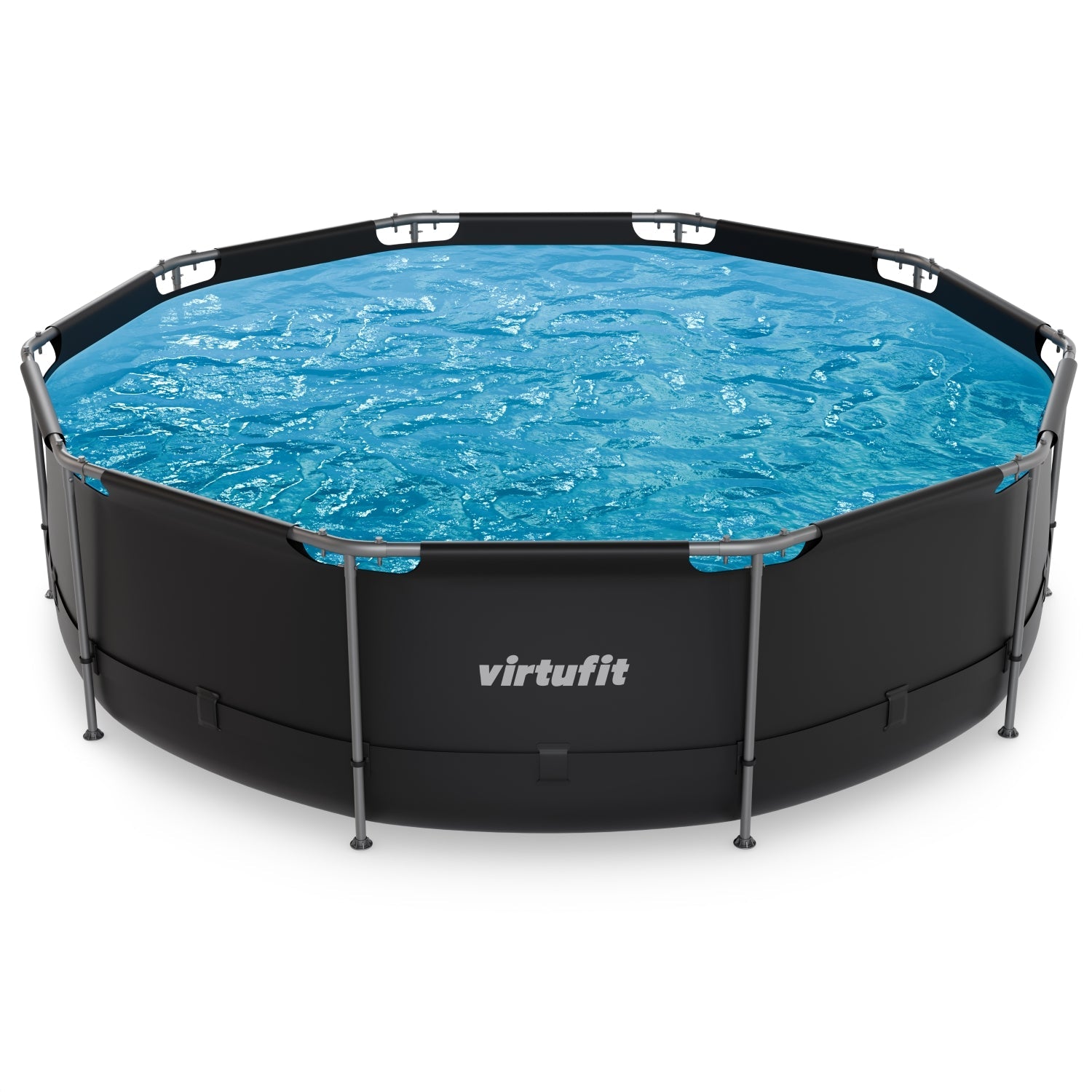 VirtuFit Rond Zwembad - Ø366 x 100 cm - Antraciet - Inclusief Filterpomp - Tweedekans - Afbeelding 11