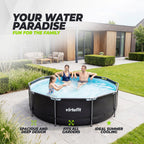 VirtuFit Rond Zwembad - Ø366 x 100 cm - Antraciet - Inclusief Filterpomp - Tweedekans - Afbeelding 5