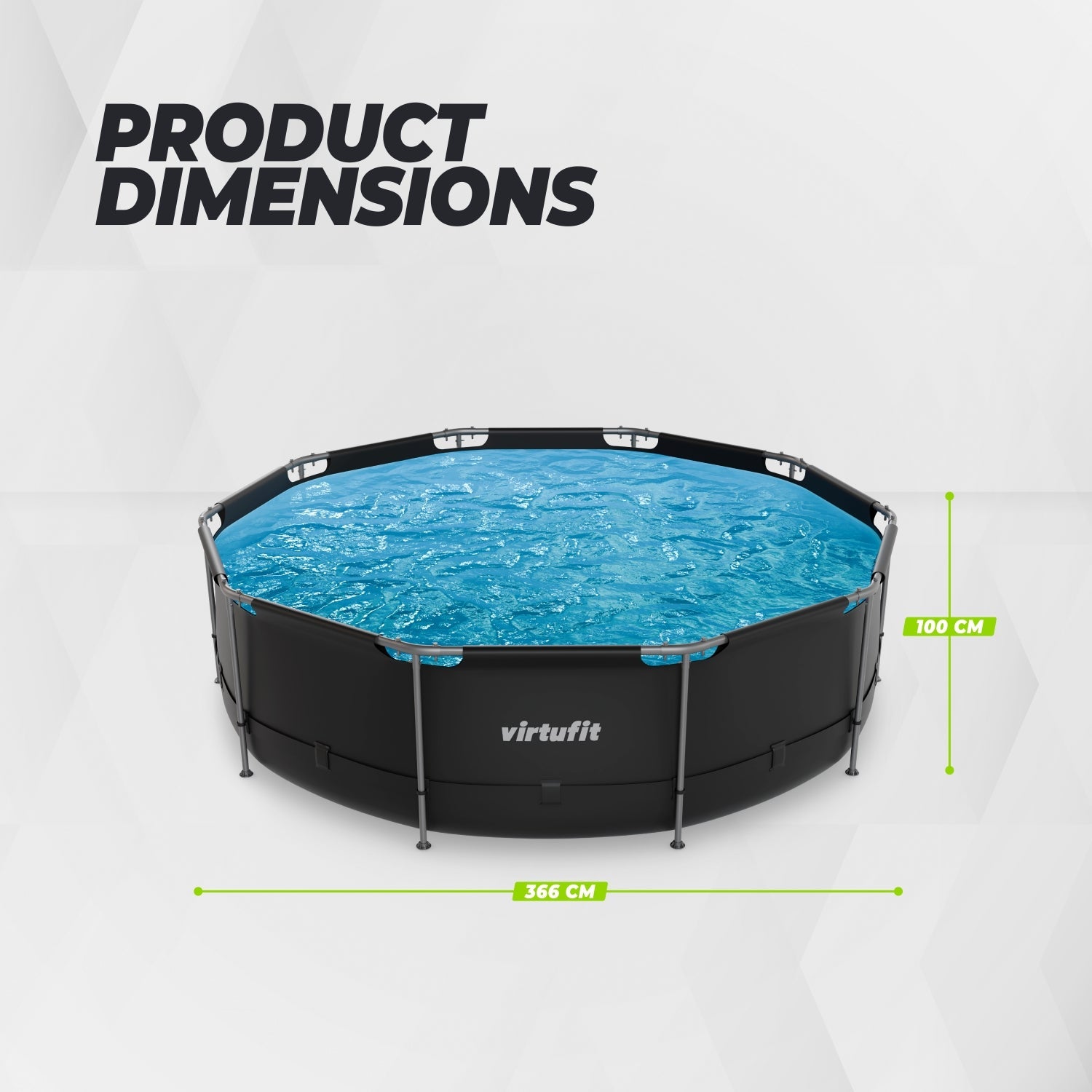 VirtuFit Rond Zwembad - Ø366 x 100 cm - Antraciet - Inclusief Filterpomp - Tweedekans - Afbeelding 10