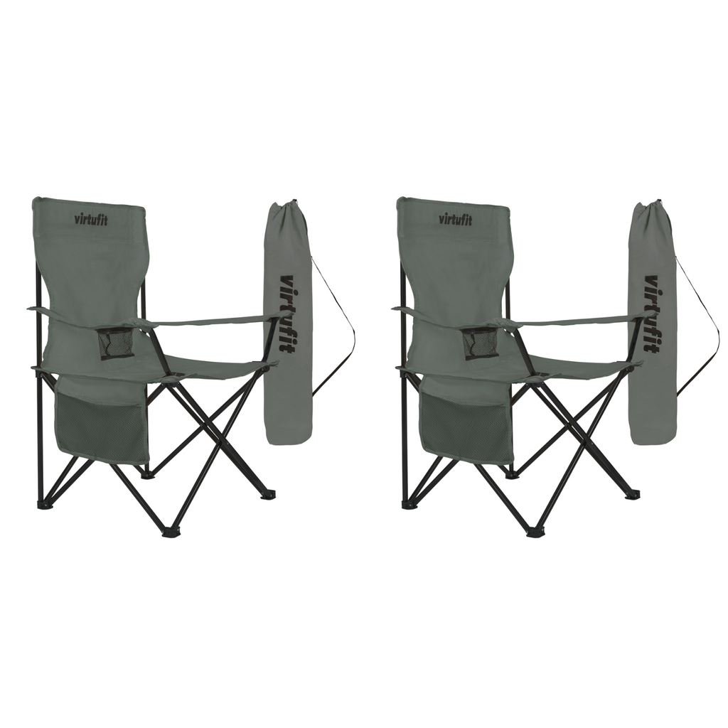 VirtuFit Opvouwbare Camping Stoel - Grijs - Set van 2