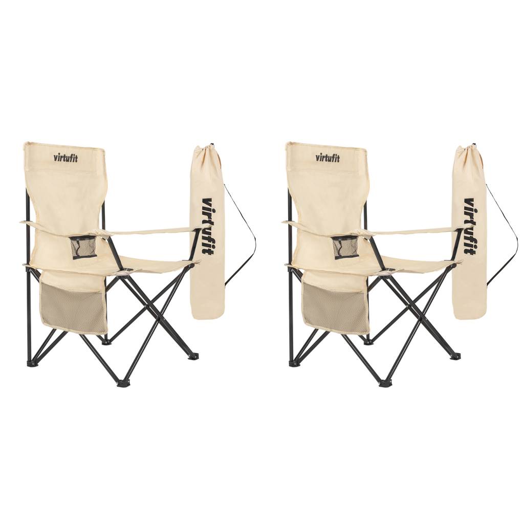 VirtuFit Opvouwbare Camping Stoel - Beige - Set van 2