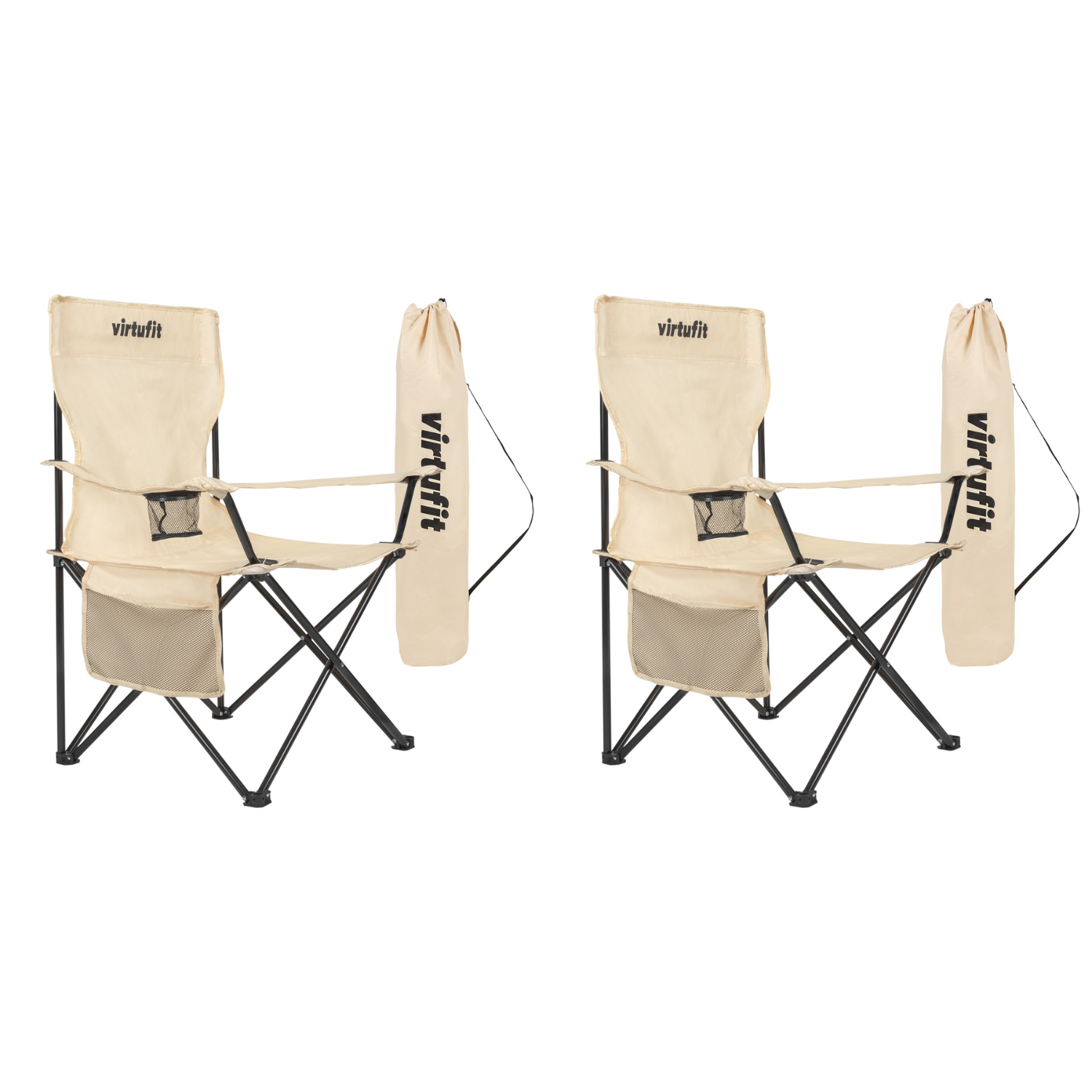 VirtuFit Opvouwbare Camping Stoel - Beige - Set van 2
