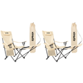 VirtuFit Campingstoel opvouwbaar met voetsteun - Strandstoel - Beige - Set van 2