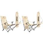 VirtuFit Campingstoel opvouwbaar met voetsteun - Strandstoel - Beige - Set van 2