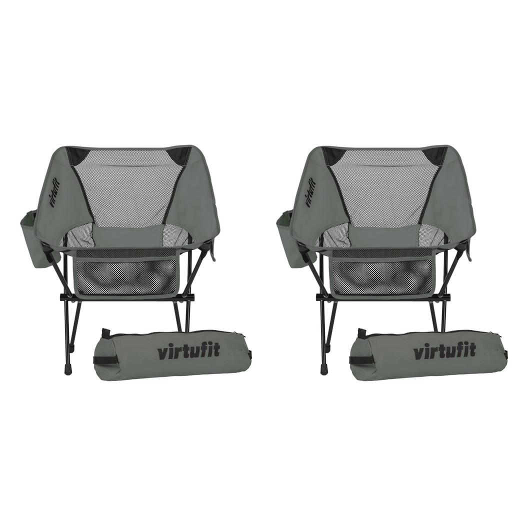 VirtuFit Camping Stoel Compact - Opvouwbaar - Grijs - Set van 2