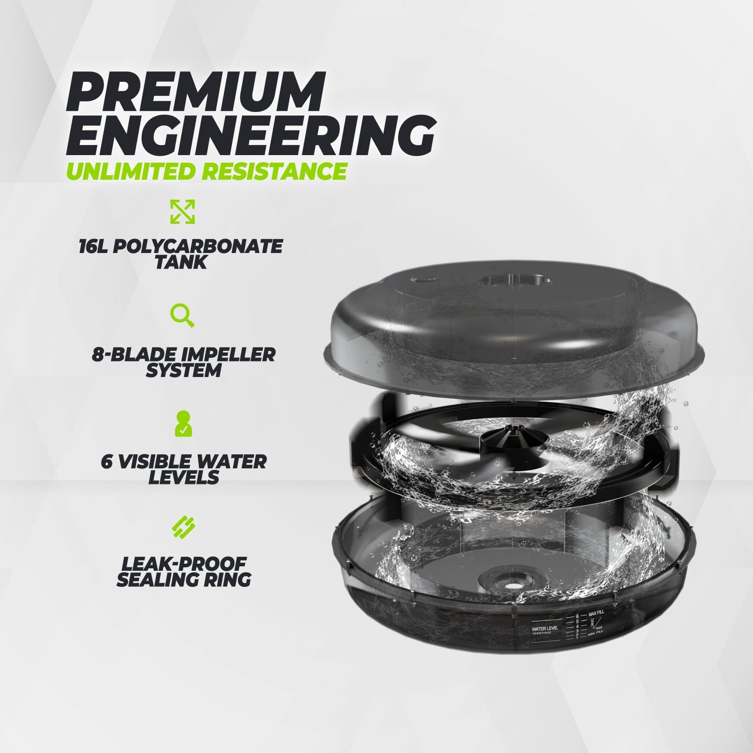 VirtuFit Elite Water Resistance Roeitrainer - Black Edition - Afbeelding 7