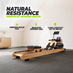 VirtuFit Elite Water Resistance Houten Roeitrainer - Hout/Oak - Detail