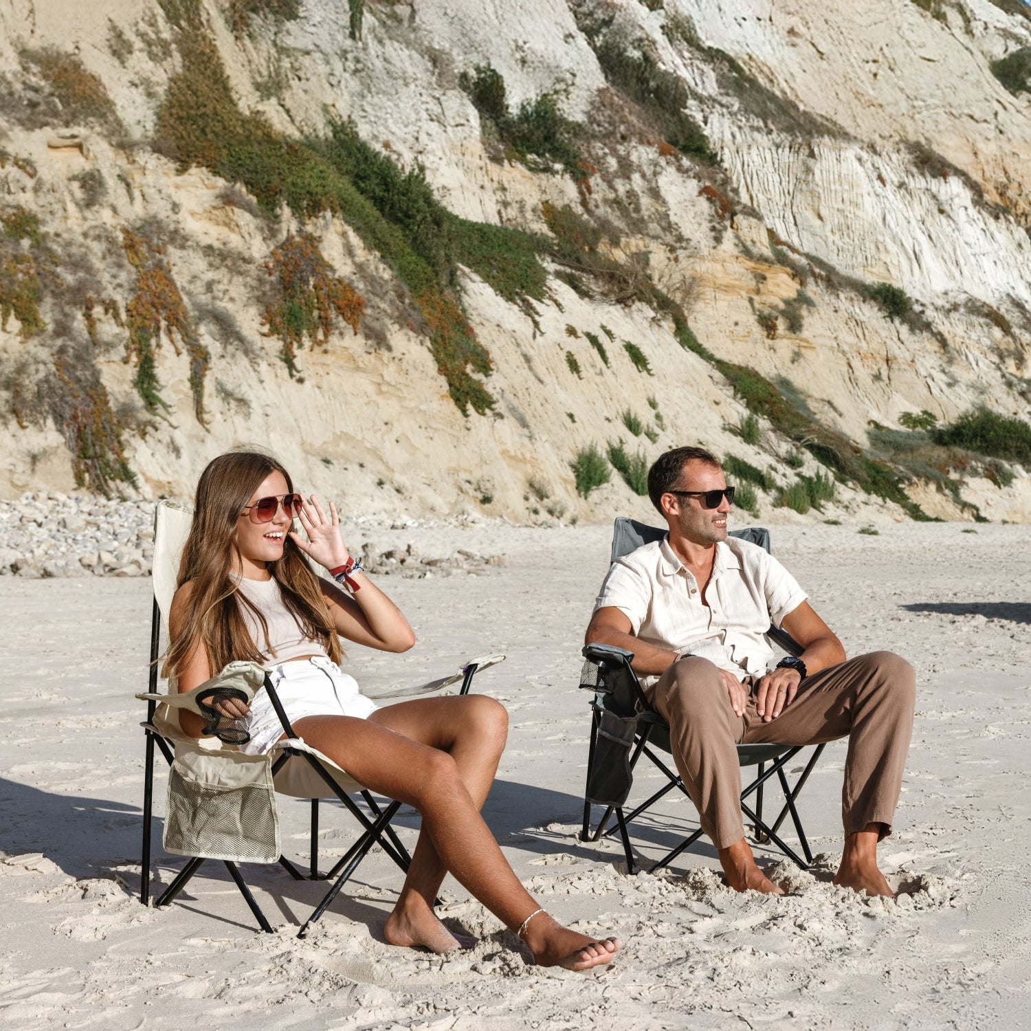 VirtuFit Chaise de Camping Pliable - Beige - Lot de 2