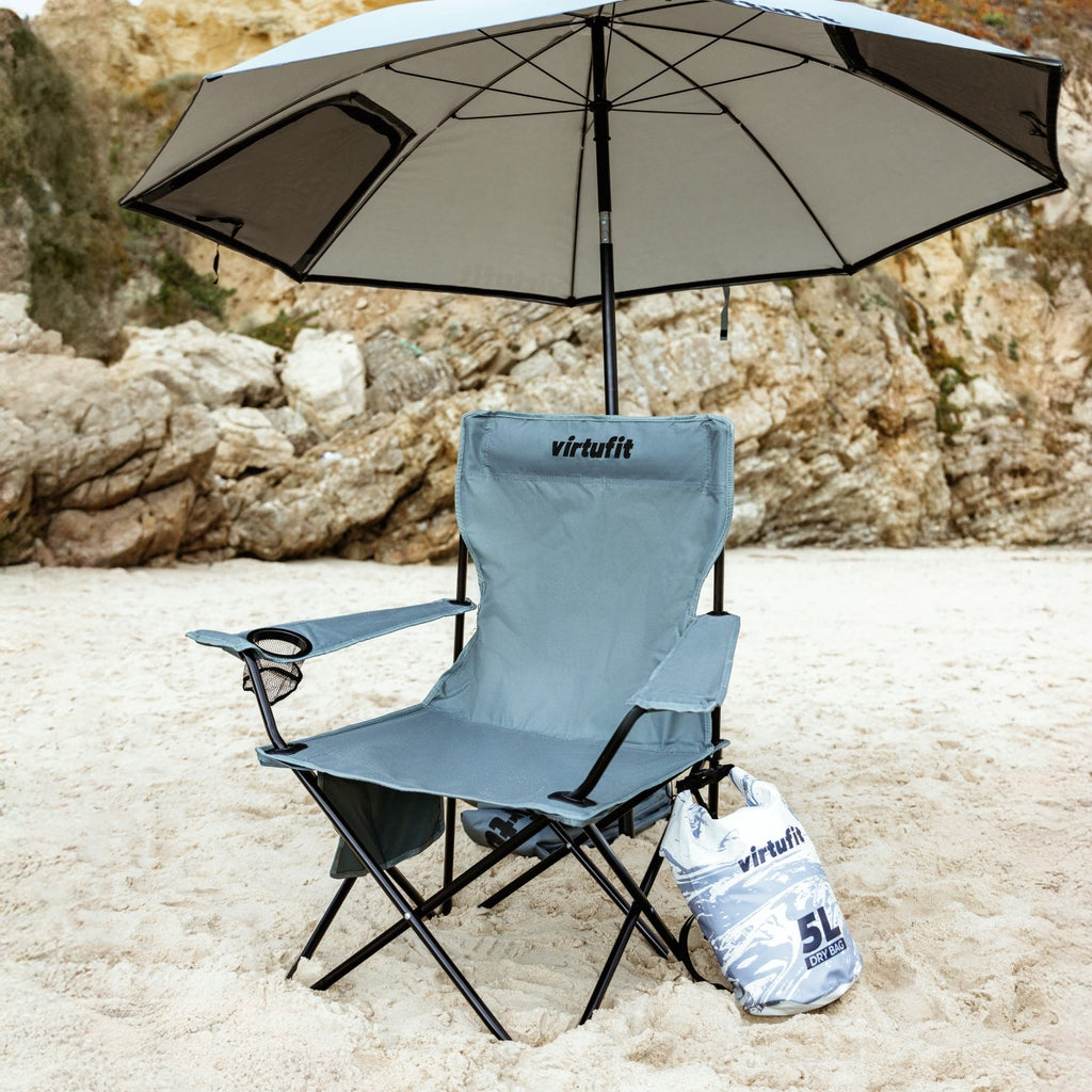 VirtuFit Chaise de Camping Pliable - Noir - Lot de 2