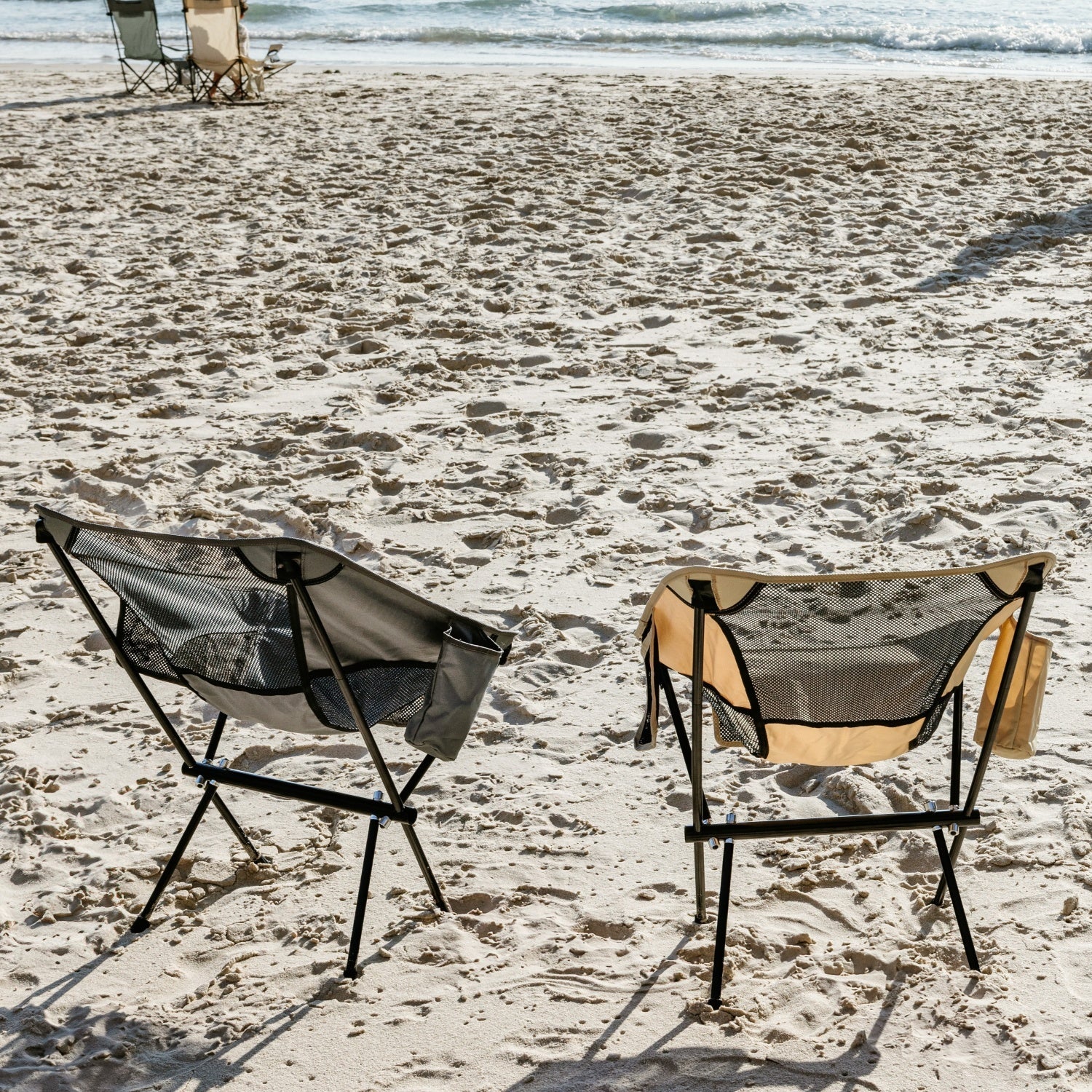 Chaise de camping VirtuFit Compact - Pliable - Beige - Lot de 2