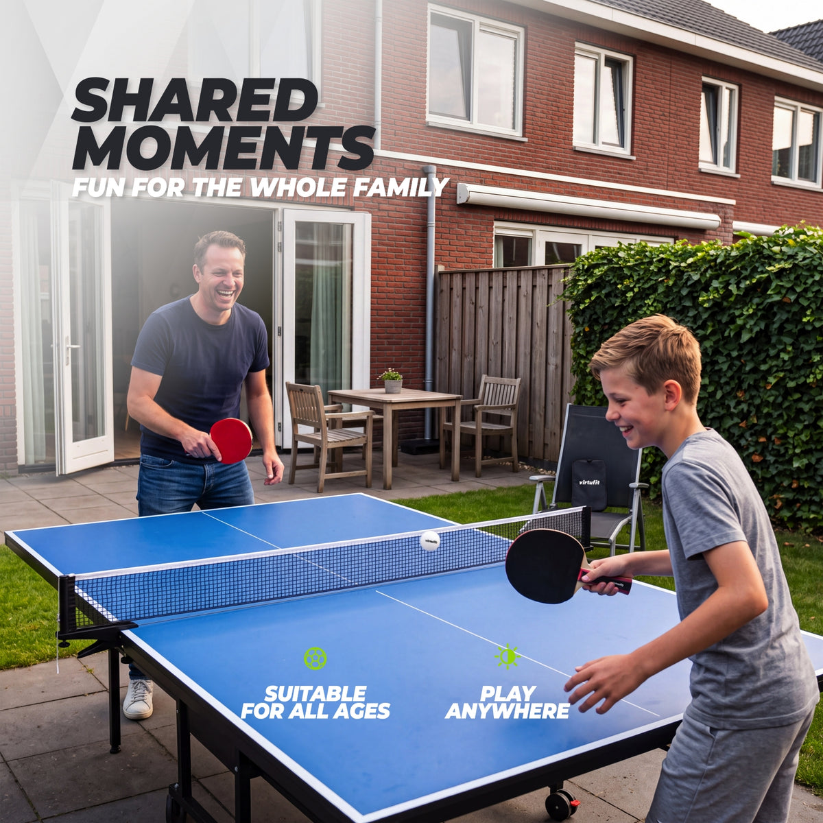VirtuFit Tafeltennisset Pro - Inclusief twee batjes en 5 tafeltennisballen