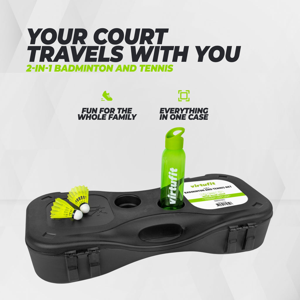VirtuFit 2-en-1 Portable Badminton et Tennis Set - Comprend un étui et des raquettes